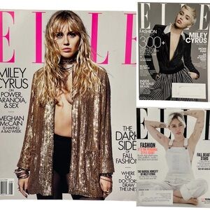 Bundle of 3 Elle Magazines with Miley Cyrus on the Cover